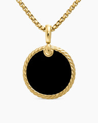 DY Elements® Disc Pendant in 18K Yellow Gold with Black Onyx Reversible to Mother of Pearl, 24mm