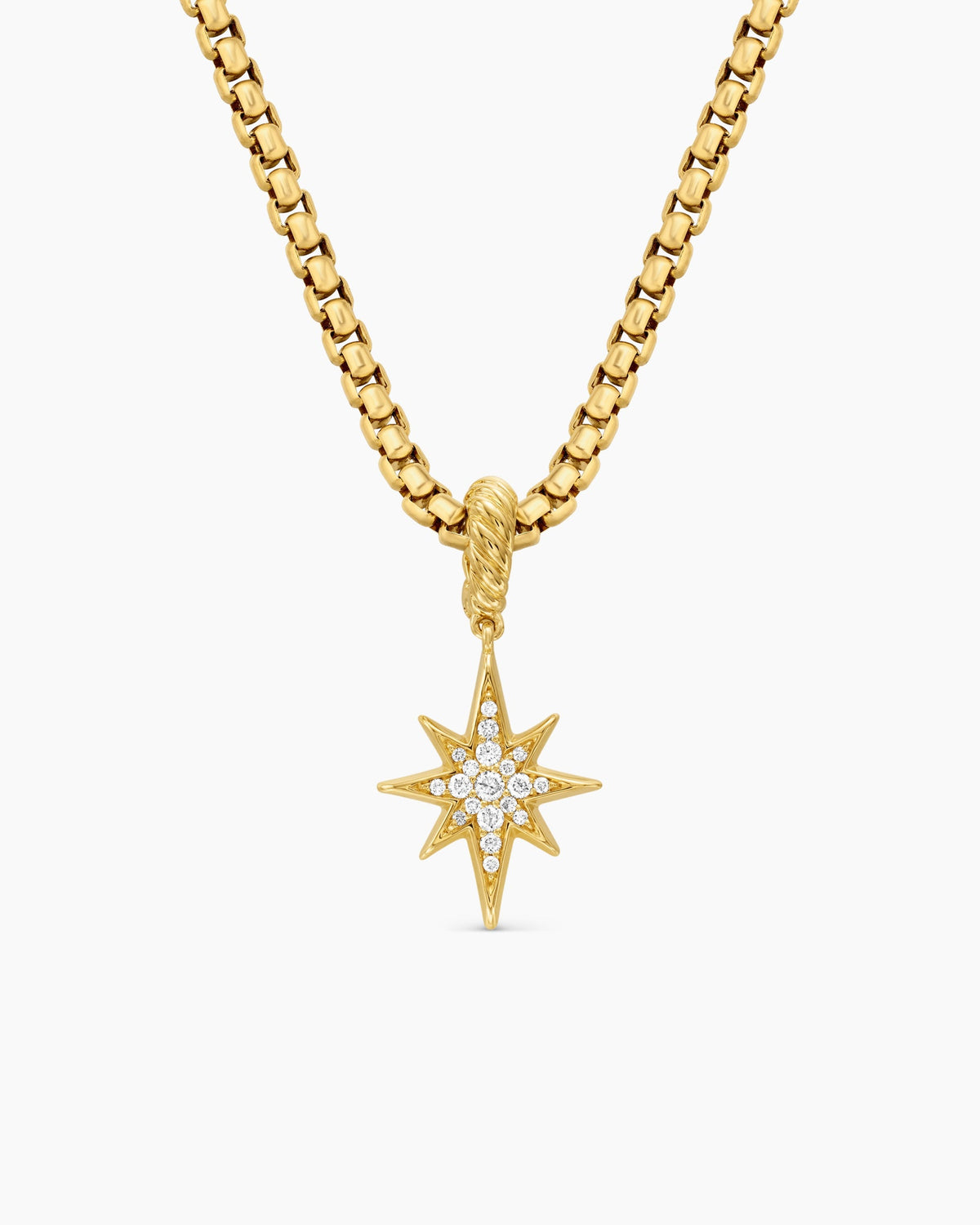 North Star Amulet in 18K Yellow Gold with Diamonds, 15mm
