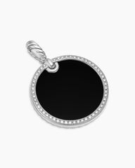 DY Elements® Disc Pendant in Sterling Silver with Black Onyx and Diamond Rim, 24mm