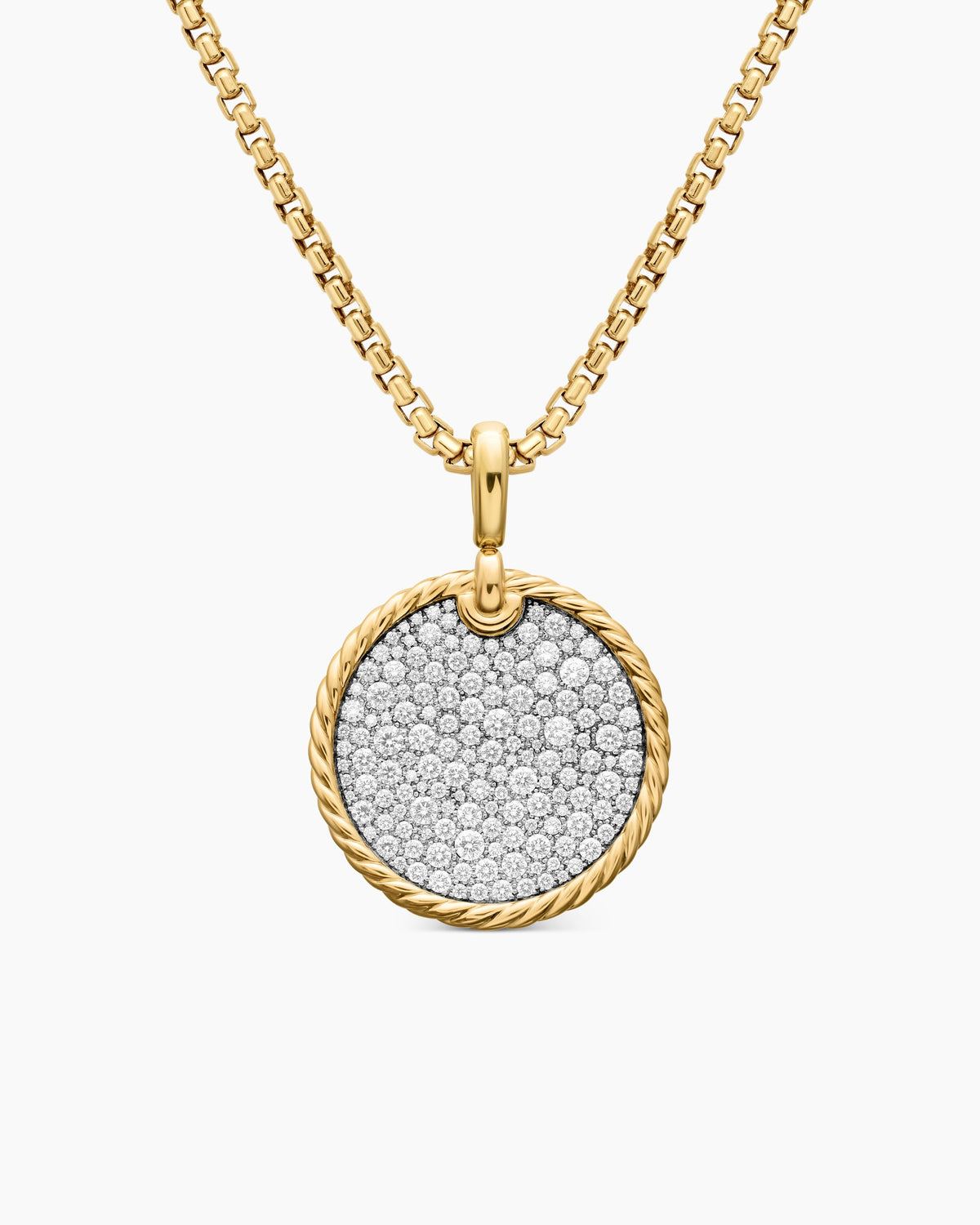 DY Elements® Disc Pendant in 18K Yellow Gold with Diamonds, 24mm