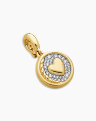 SY Heart Amulet in 18K Yellow Gold with Diamonds, 13.5mm