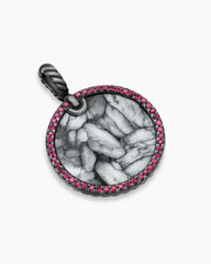 Limited DY Elements® Disc Pendant in Blackened Silver with Pinolith and Pavé Rubies, 24mm