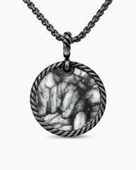 Limited DY Elements® Disc Pendant in Blackened Silver with Pinolith and Pavé Rubies, 24mm