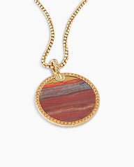 Limited DY Elements® Disc Pendant in 18K Yellow Gold with Jasper and Pavé Orange Sapphires, 32mm