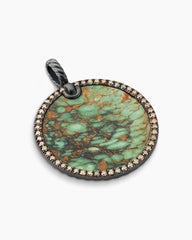 DY Elements® Disc Pendant in Blackened Silver with Variscite and Cognac Diamonds, 32mm