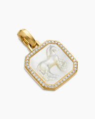 Petrvs® Horse Amulet in 18K Yellow Gold with Mother of Pearl and Diamonds, 16.4mm