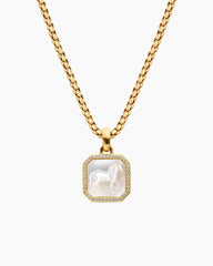 Petrvs® Horse Amulet in 18K Yellow Gold with Mother of Pearl and Diamonds, 16.4mm