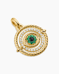 Evil Eye Mobile Amulet in 18K Yellow Gold with Pavé Emeralds and Diamonds, 20.5mm