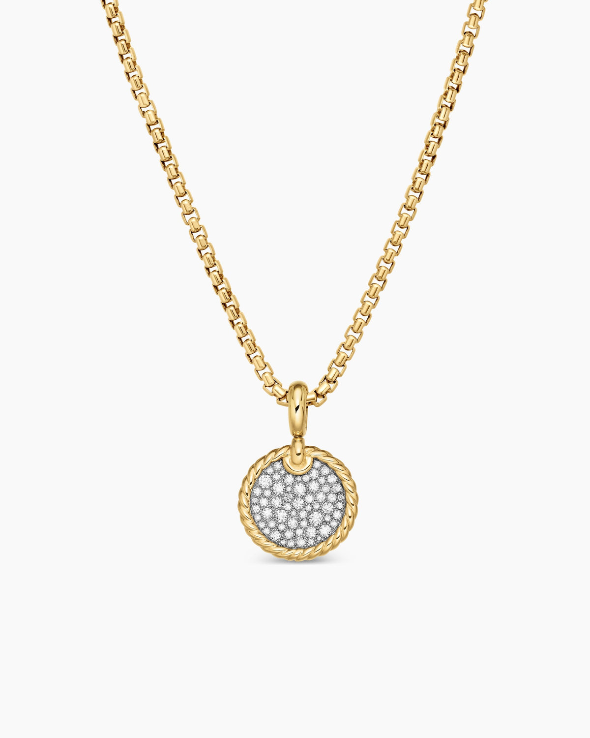 DY Elements® Disc Pendant in 18K Yellow Gold with Diamonds, 14mm