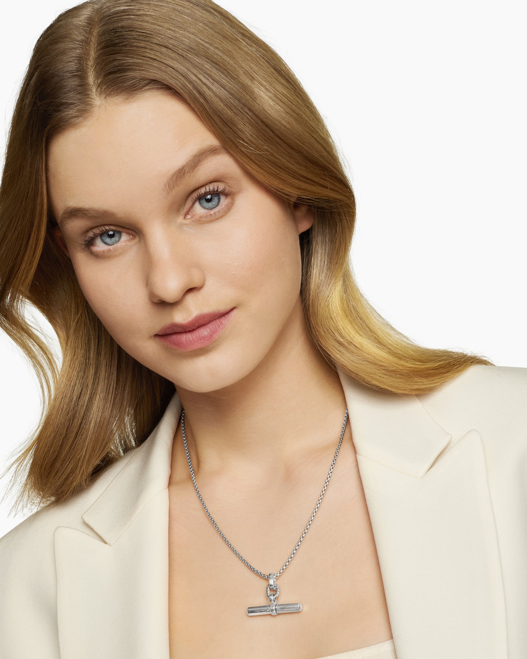 Lexington E/W Barrel Pendant  in Sterling Silver, 36mm