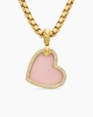 DY Elements® Heart Amulet in 18K Yellow Gold with Pink Opal and Diamonds, 18.7mm