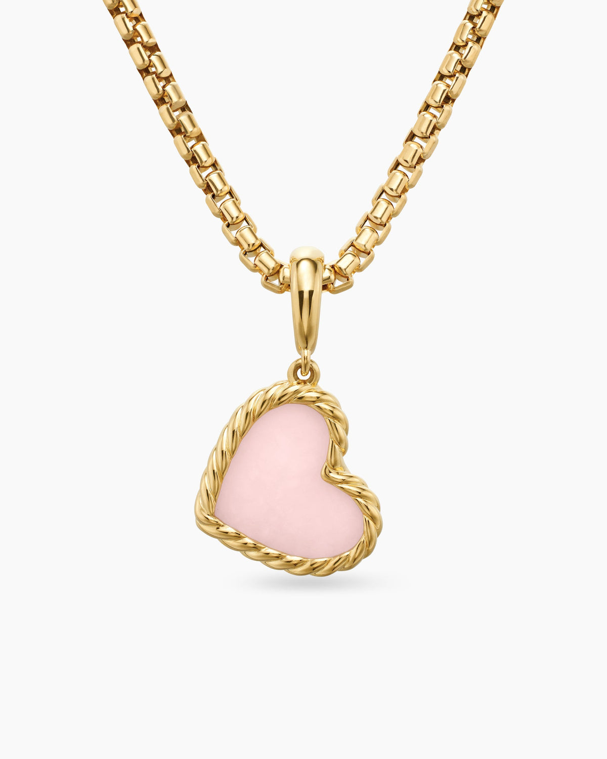 DY Elements® Heart Amulet in 18K Yellow Gold with Pink Opal, 15.2mm