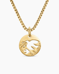DY Elements® Dove Pendant in 18K Yellow Gold with Diamonds, 22mm