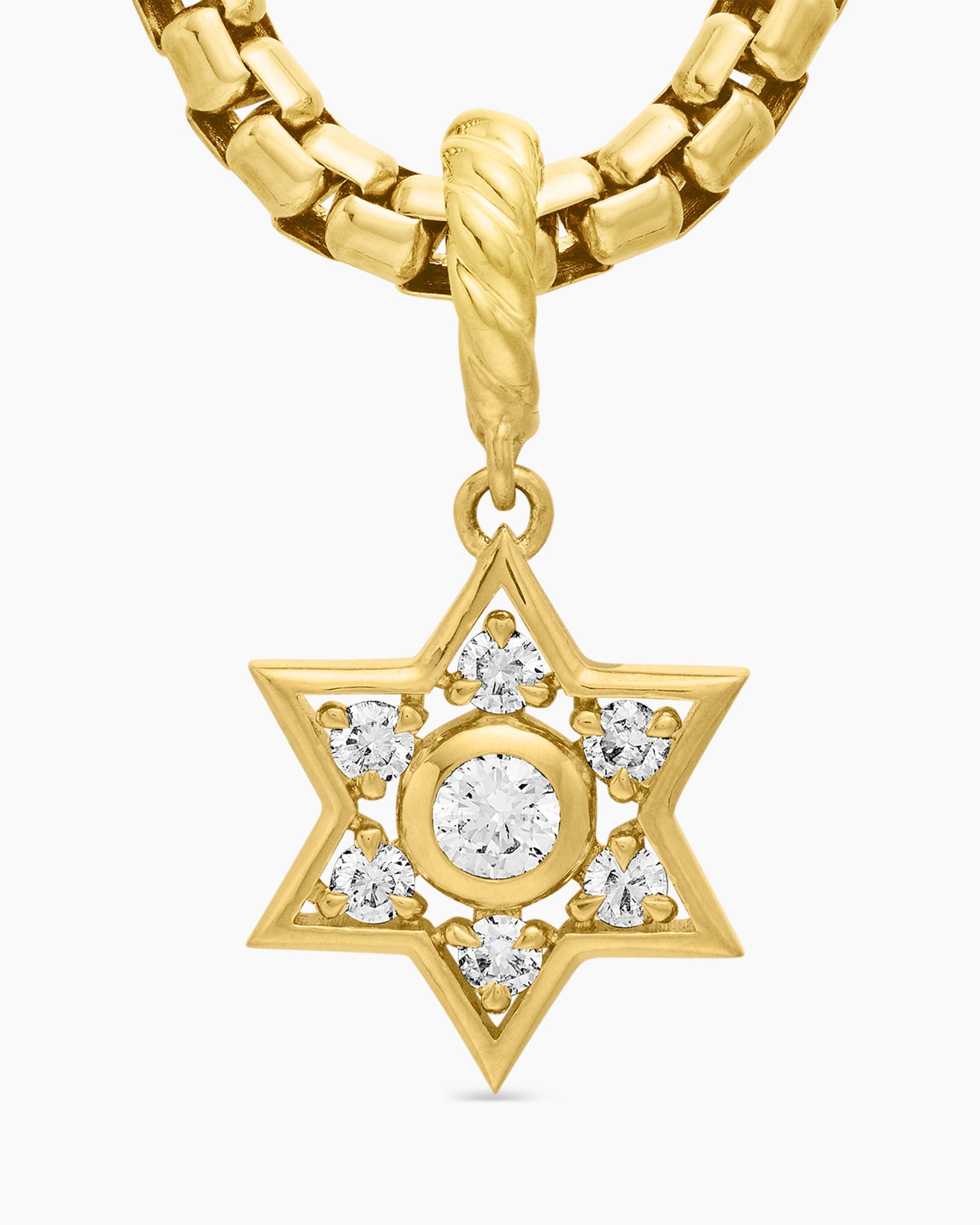 Star of David Pendant in 18K Yellow Gold with Diamonds, 11.2mm