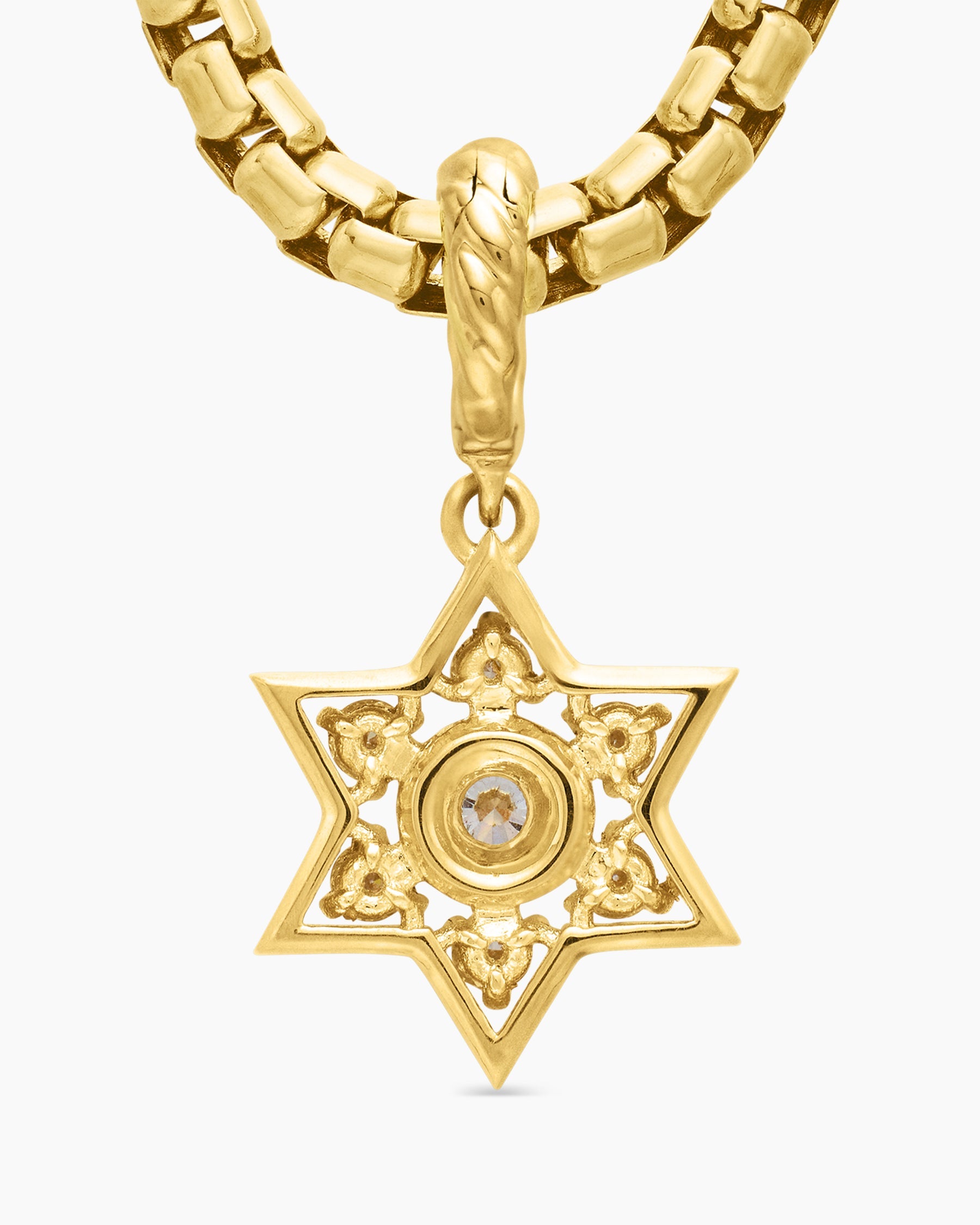 Star of David Pendant in 18K Yellow Gold with Diamonds, 11.2mm
