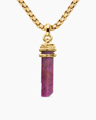 Wrapped Crystal Amulet in Ruby Crystal with 18K Yellow Gold and Diamonds, 30mm