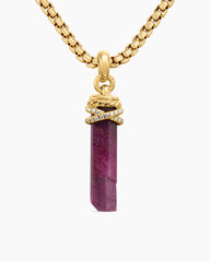 Wrapped Crystal Amulet in Ruby Crystal with 18K Yellow Gold and Diamonds, 30mm