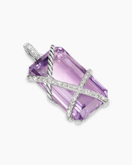 Cable Wrap Amulet in Sterling Silver with Lavender Amethyst and Diamonds, 32mm