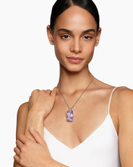 Cable Wrap Amulet in Sterling Silver with Lavender Amethyst and Diamonds, 32mm