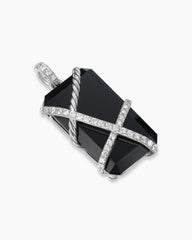 Cable Wrap Amulet in Sterling Silver with Black Onyx and Diamonds, 32mm