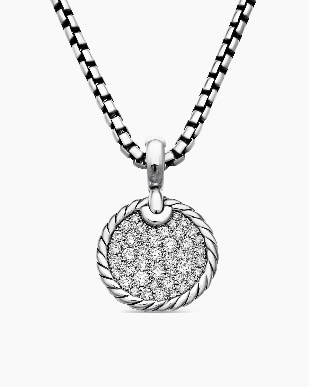 DY Elements® Disc Pendant in Sterling Silver with Diamonds, 14mm