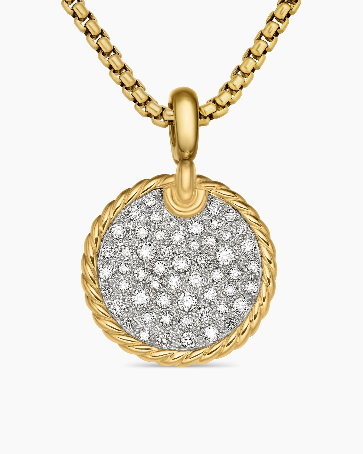 DY Elements® Disc Pendant in 18K Yellow Gold with Diamonds, 21.2mm