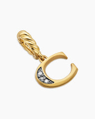 Pavé Initial Pendant in 18K Yellow Gold with Diamond C