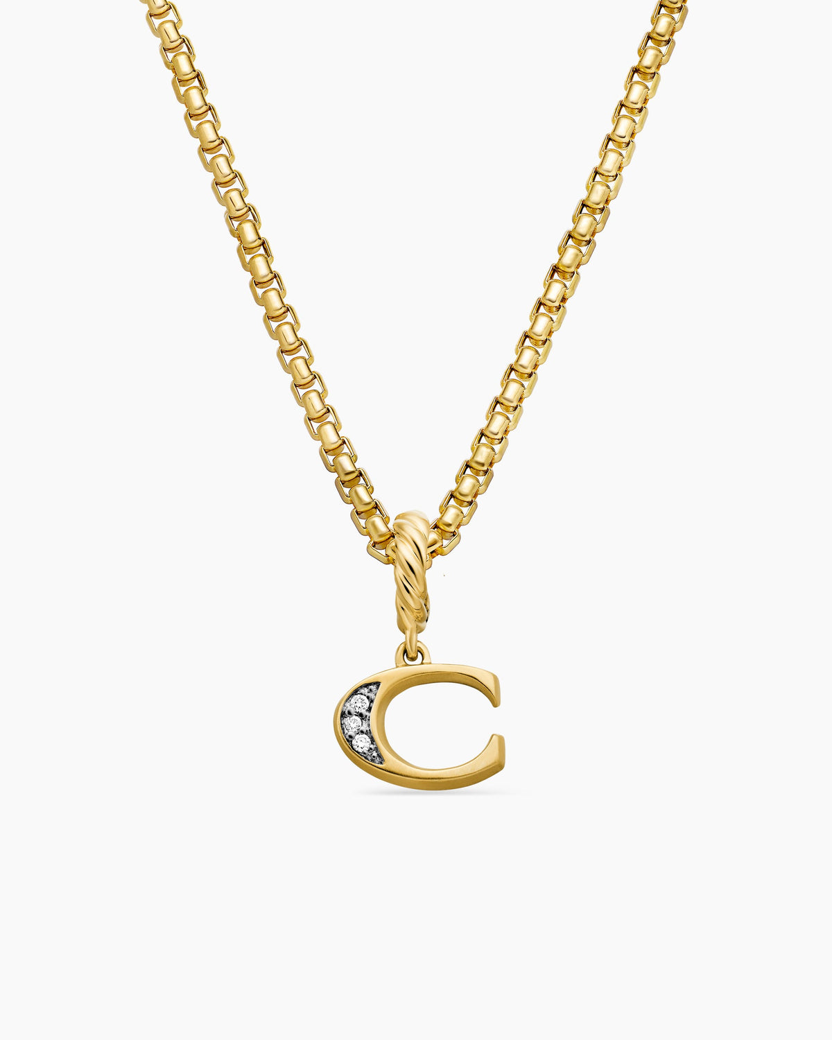 Pavé Initial Pendant in 18K Yellow Gold with Diamond C