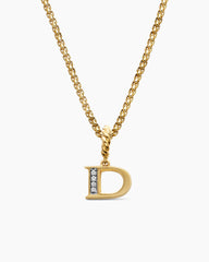 Pavé Initial Pendant in 18K Yellow Gold with Diamond D