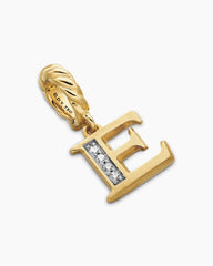Pavé Initial Pendant in 18K Yellow Gold with Diamond E
