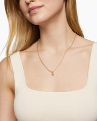 Pavé Initial Pendant in 18K Yellow Gold with Diamond E