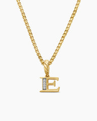 Pavé Initial Pendant in 18K Yellow Gold with Diamond E