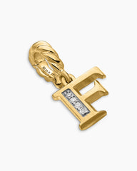 Pavé Initial Pendant in 18K Yellow Gold with Diamond F