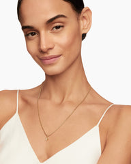 Pavé Initial Pendant in 18K Yellow Gold with Diamond F