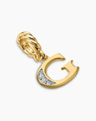 Pavé Initial Pendant in 18K Yellow Gold with Diamond G