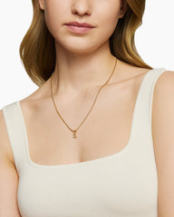 Pavé Initial Pendant in 18K Yellow Gold with Diamond G