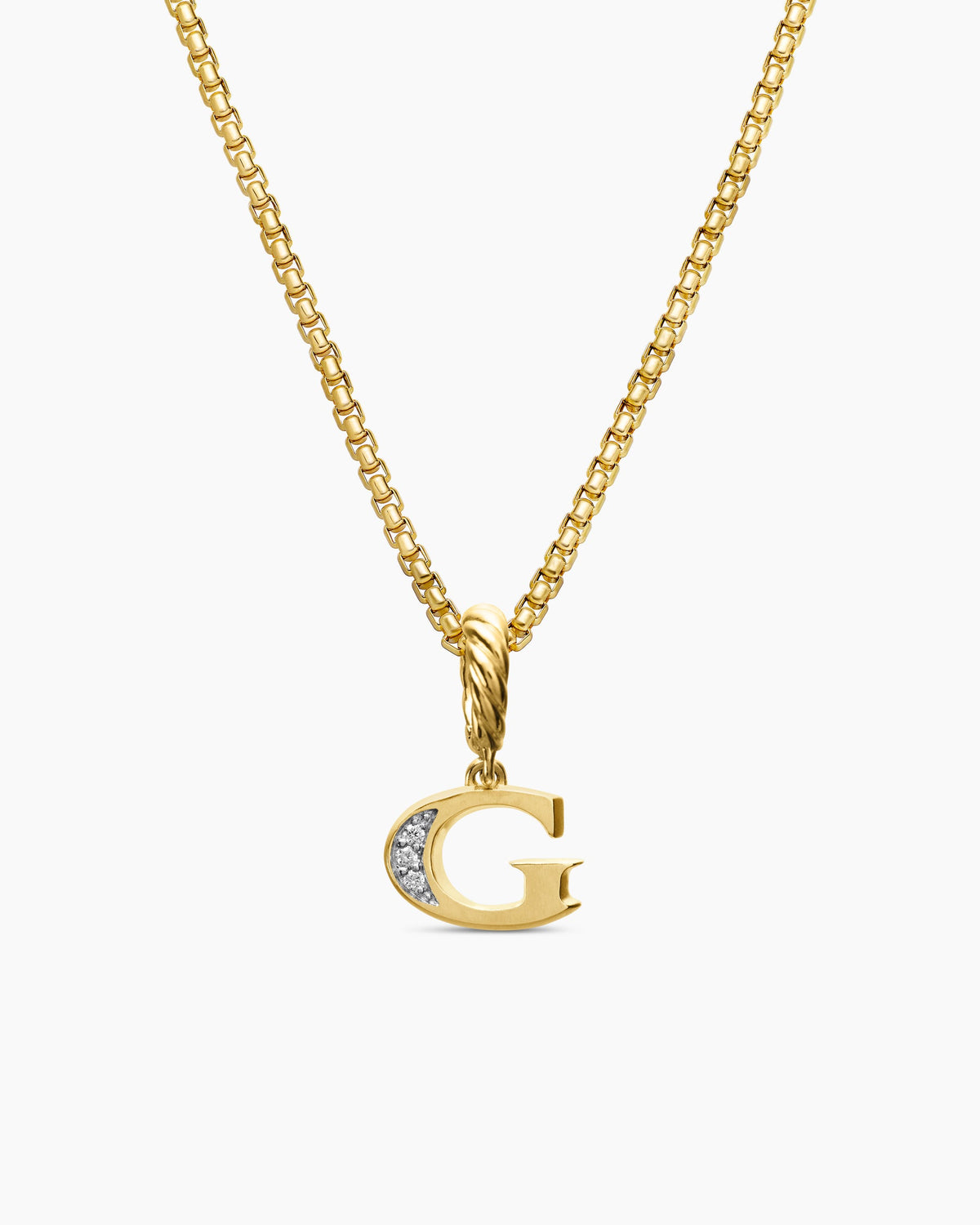 Pavé Initial Pendant in 18K Yellow Gold with Diamond G