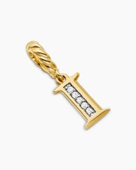 Pavé Initial Pendant in 18K Yellow Gold with Diamond I