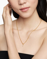 Pavé Initial Pendant in 18K Yellow Gold with Diamond J