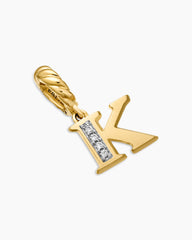Pavé Initial Pendant in 18K Yellow Gold with Diamond K