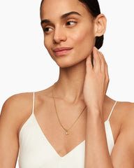 Pavé Initial Pendant in 18K Yellow Gold with Diamond L