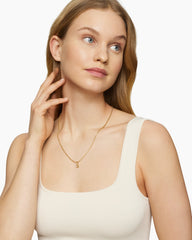 Pavé Initial Pendant in 18K Yellow Gold with Diamond O