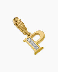 Pavé Initial Pendant in 18K Yellow Gold with Diamond P