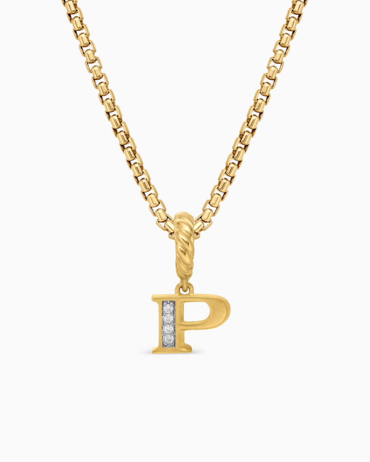 Pavé Initial Pendant in 18K Yellow Gold with Diamond P