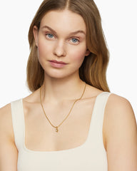 Pavé Initial Pendant in 18K Yellow Gold with Diamond Q