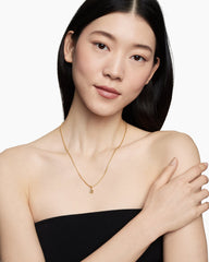 Pavé Initial Pendant in 18K Yellow Gold with Diamond R