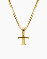 Pavé Initial Pendant in 18K Yellow Gold with Diamond T