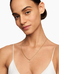 Pavé Initial Pendant in 18K Yellow Gold with Diamond V