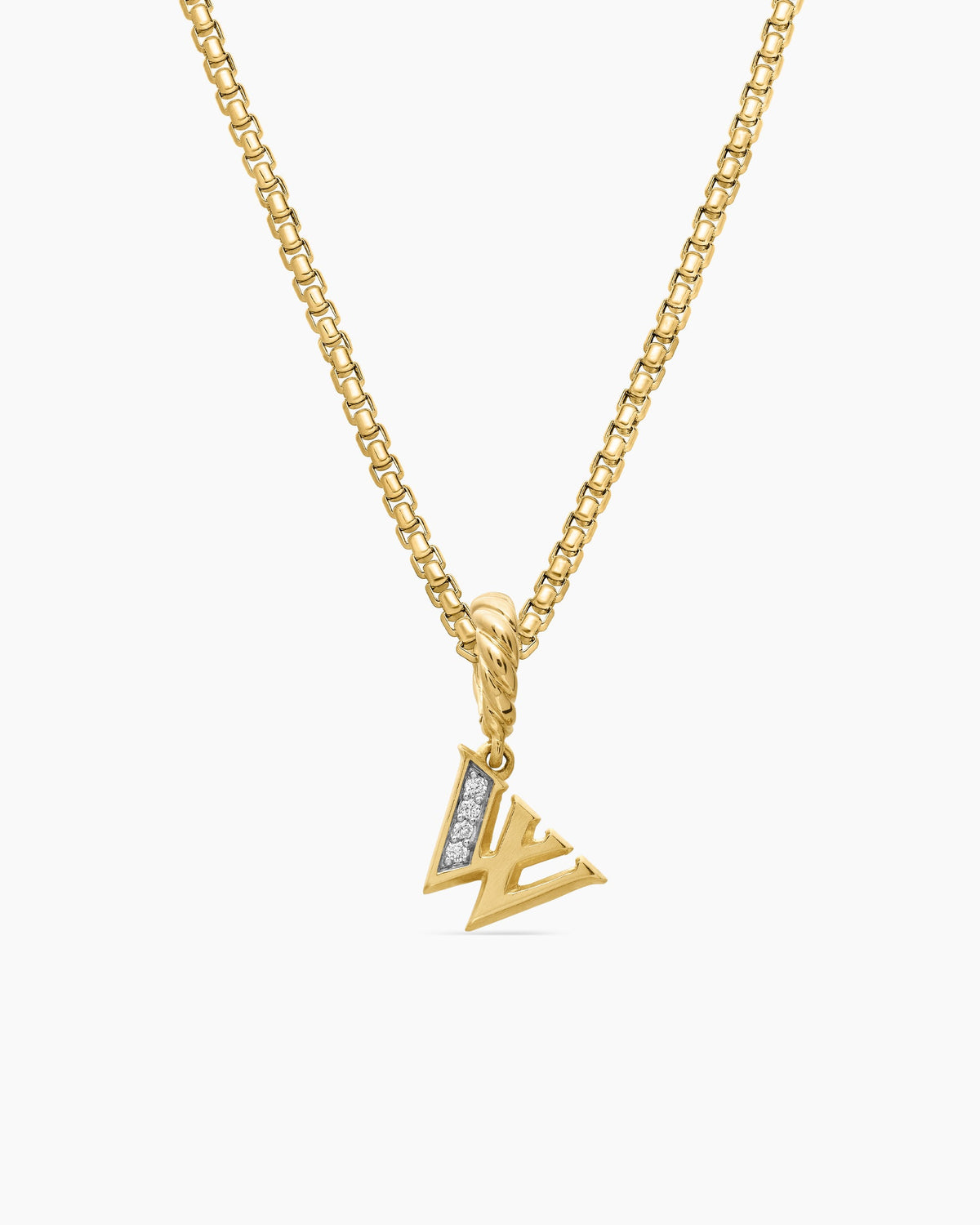 Pavé Initial Pendant in 18K Yellow Gold with Diamond W