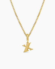 Pavé Initial Pendant in 18K Yellow Gold with Diamond X